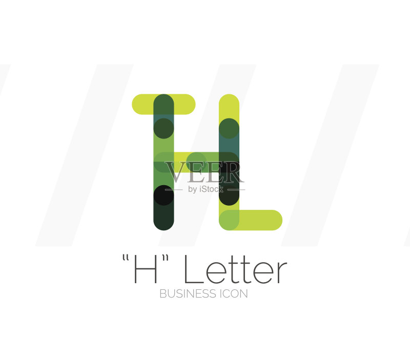 H字母图标,简约线条设计图标素材