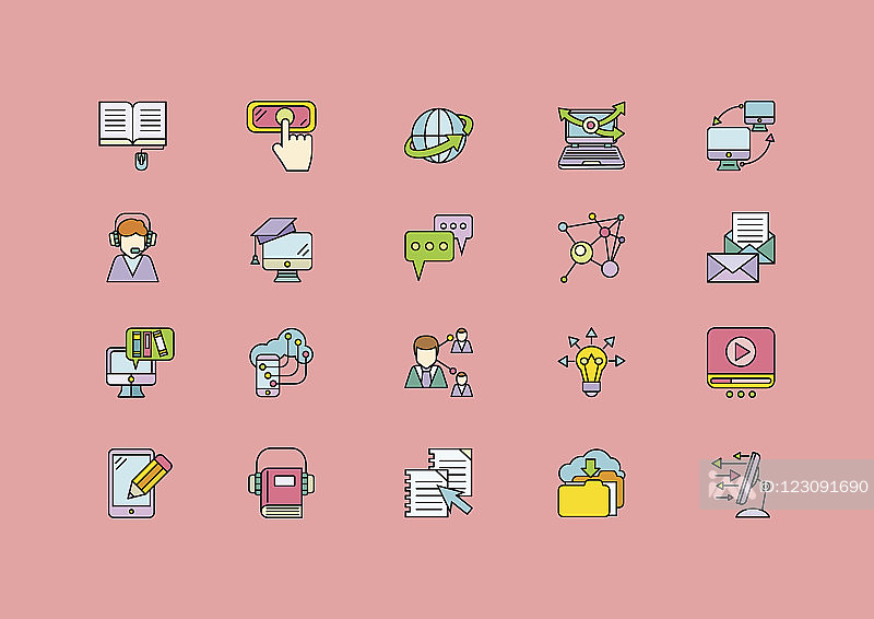 E-learning中的信息传输图标素材