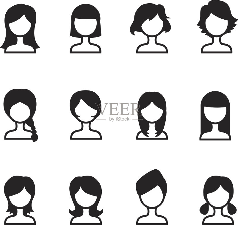 女性发型图标矢量图集图标素材