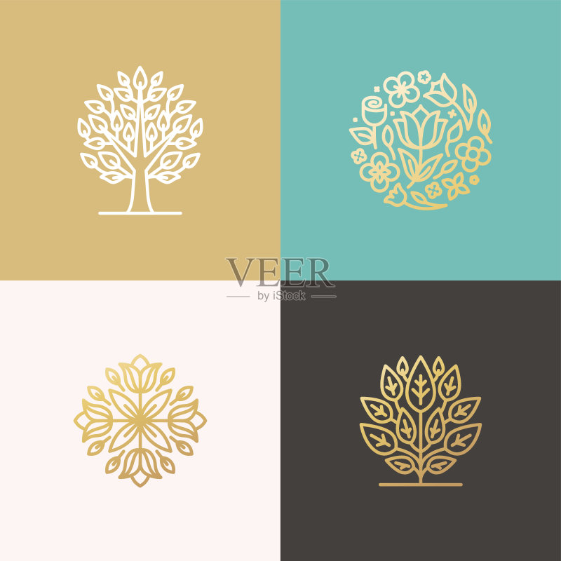 花商和景观设计师的标志正版插画素材