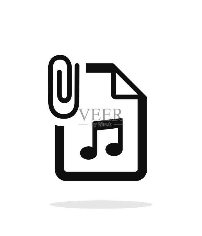白色背景上的附加音频文件图标图标素材