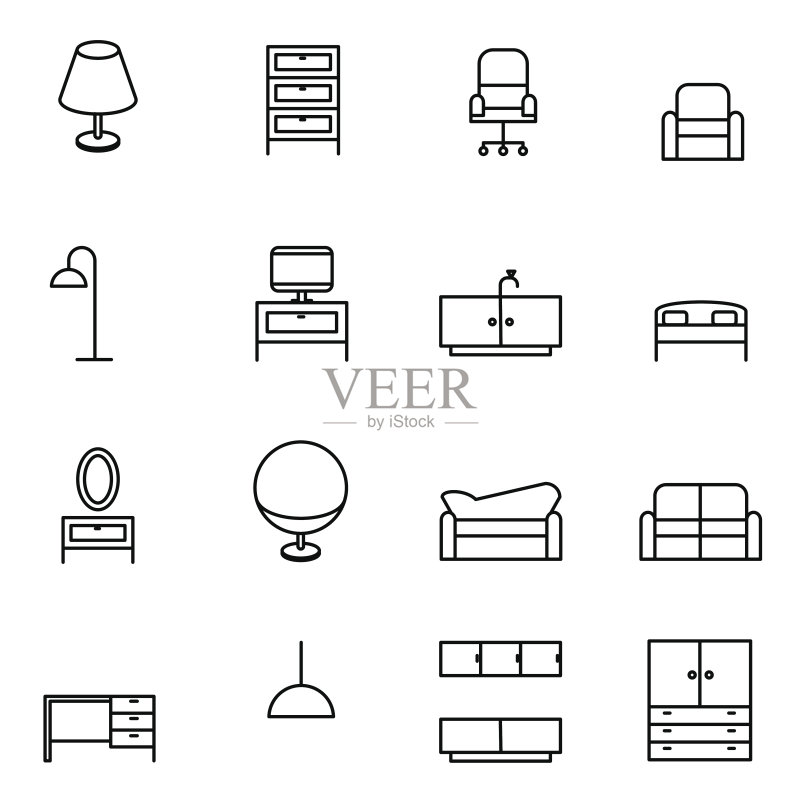 家具图标集矢量插画图标素材