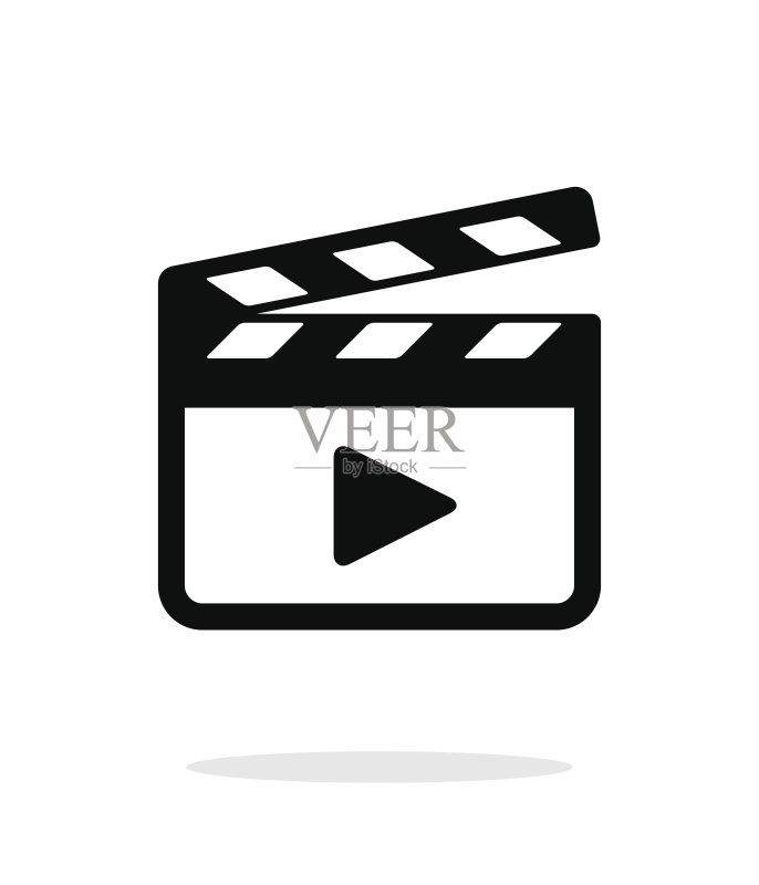 白色背景上的电影拍板图标图标素材