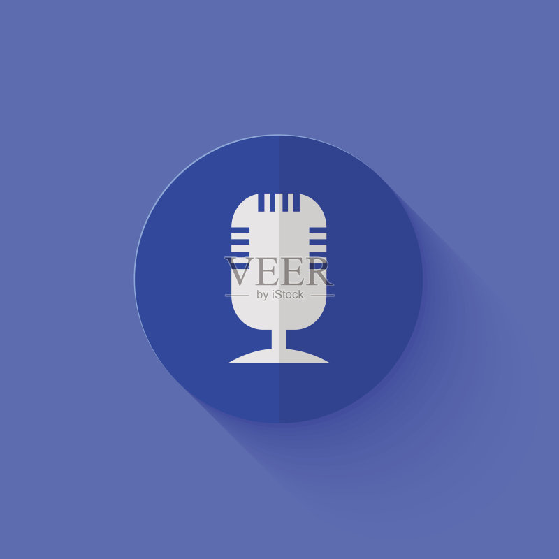 向量现代平面蓝色圆形图标。图标素材