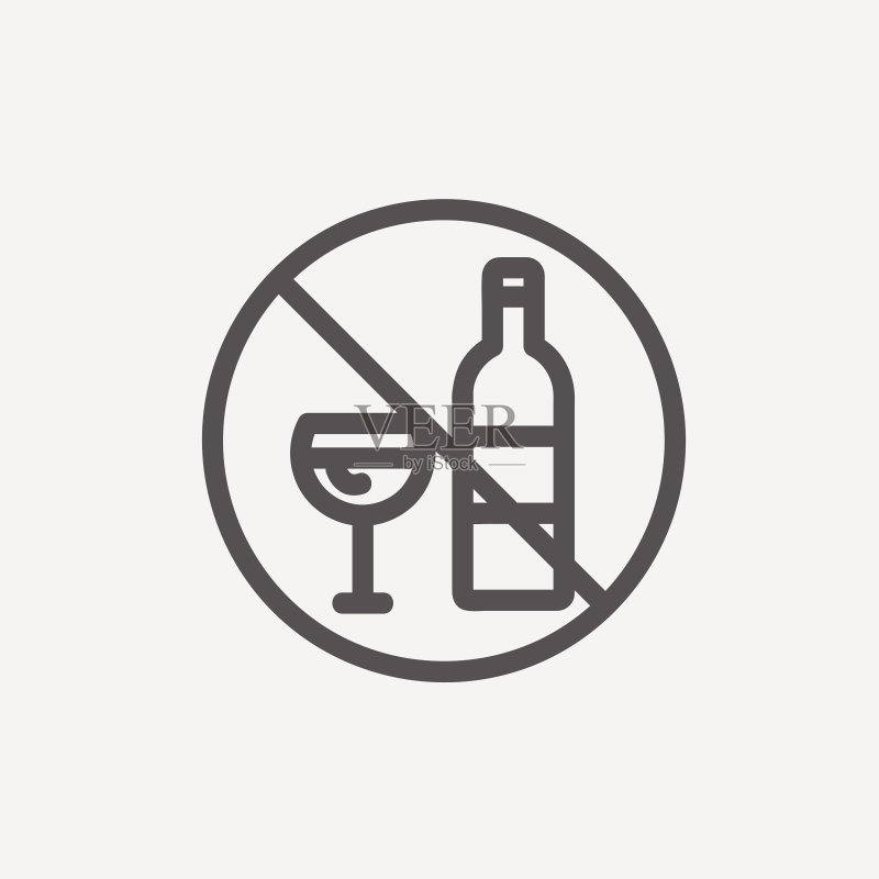 禁止酒精标志细线图标图标素材