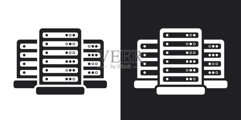 矢量数据中心图标。深浅不一的版本正版元素素材
