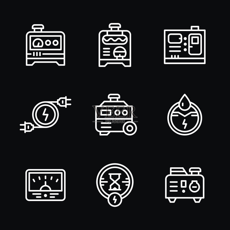 发电机线条图标图标素材
