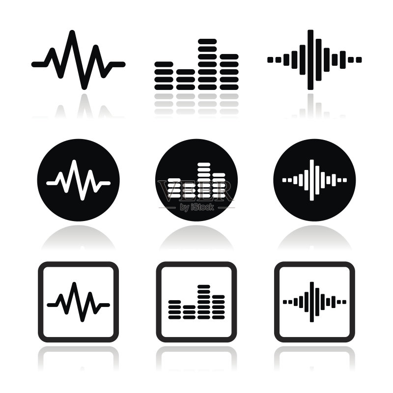 声波音乐矢量图标合集图标素材