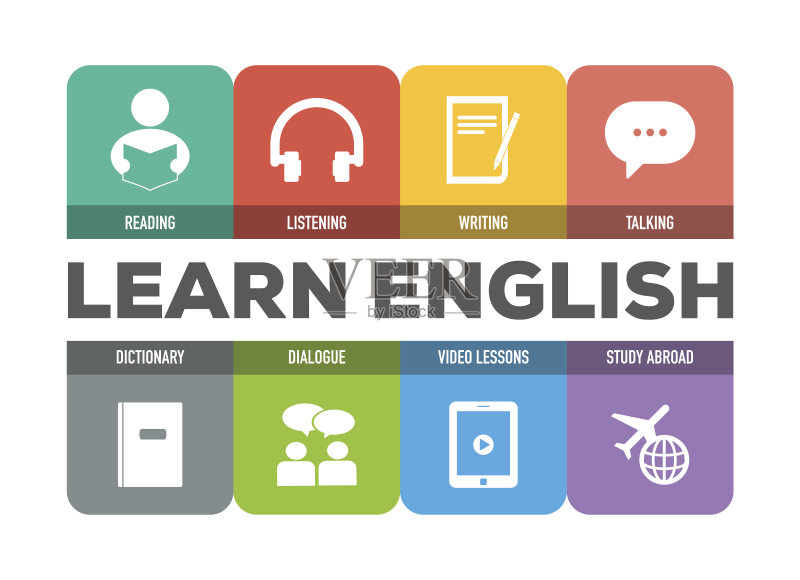 学习英语图标集正版插画素材