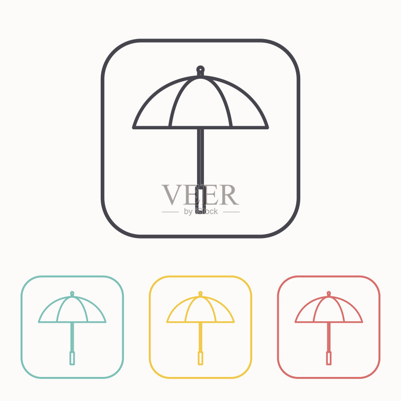 彩色雨伞图标集图标素材