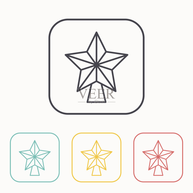 圣诞星星彩色图标合集图标素材