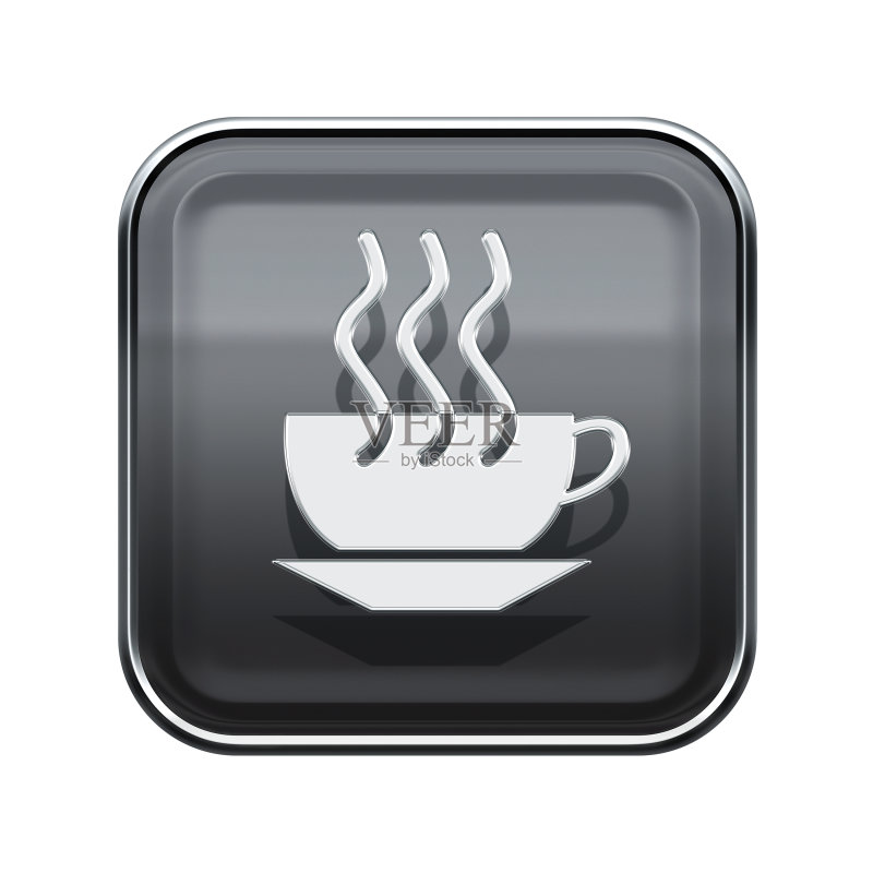 灰色光面咖啡杯图标,白色背景图标素材