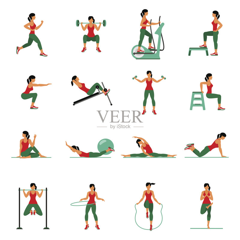 有氧图标。4 x4。全彩色正版元素素材