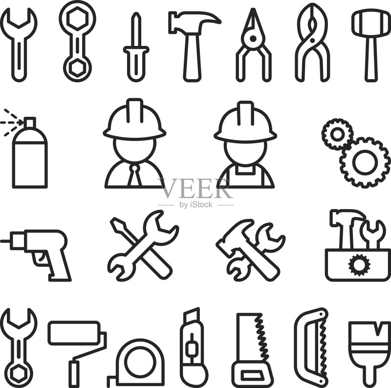 细线风格工具图标集图标素材