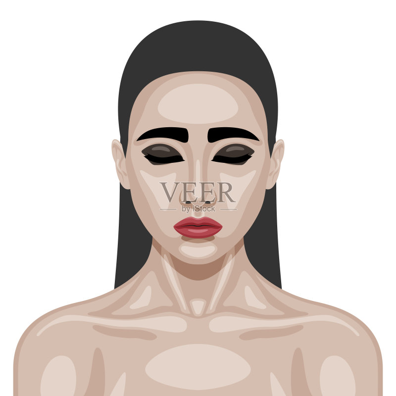 漂亮的年轻女人烟熏眼正版插画素材