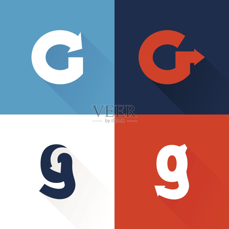 带有箭头集合的G字母图标图标素材