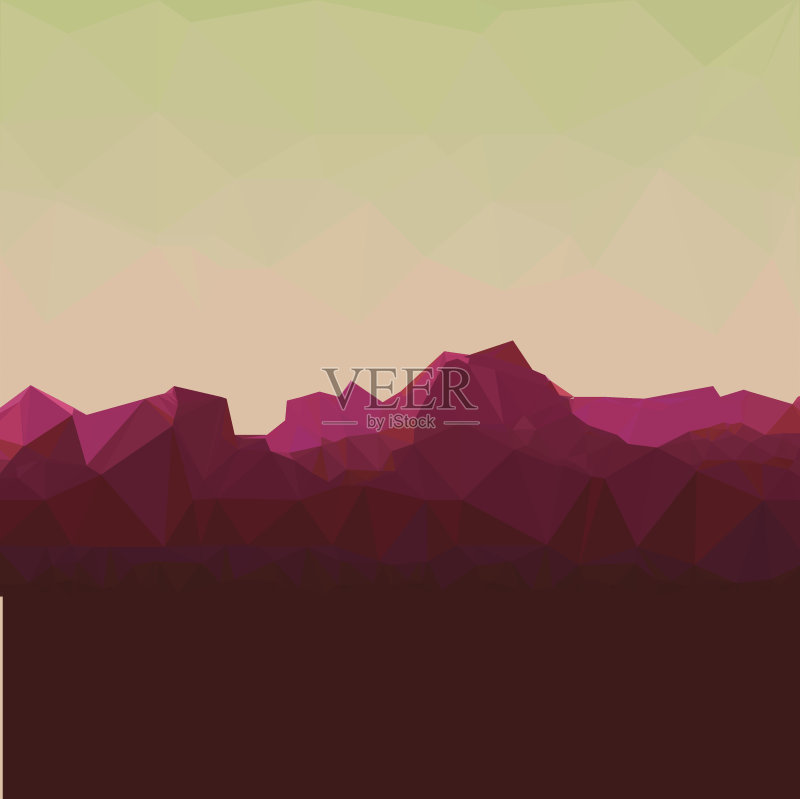 山地地形,多边形背景,矢量插图。正版插画素材