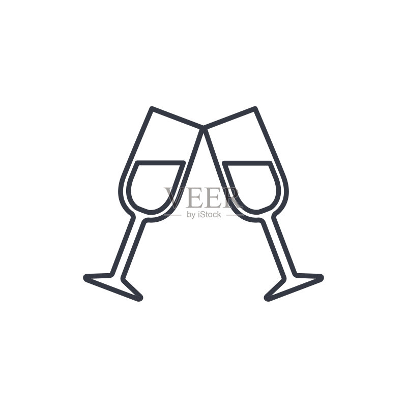 两杯葡萄酒或香槟图标图标素材