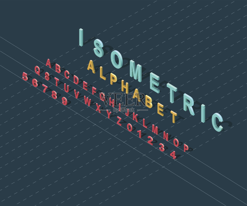 等距设计风格的字母表正版元素素材
