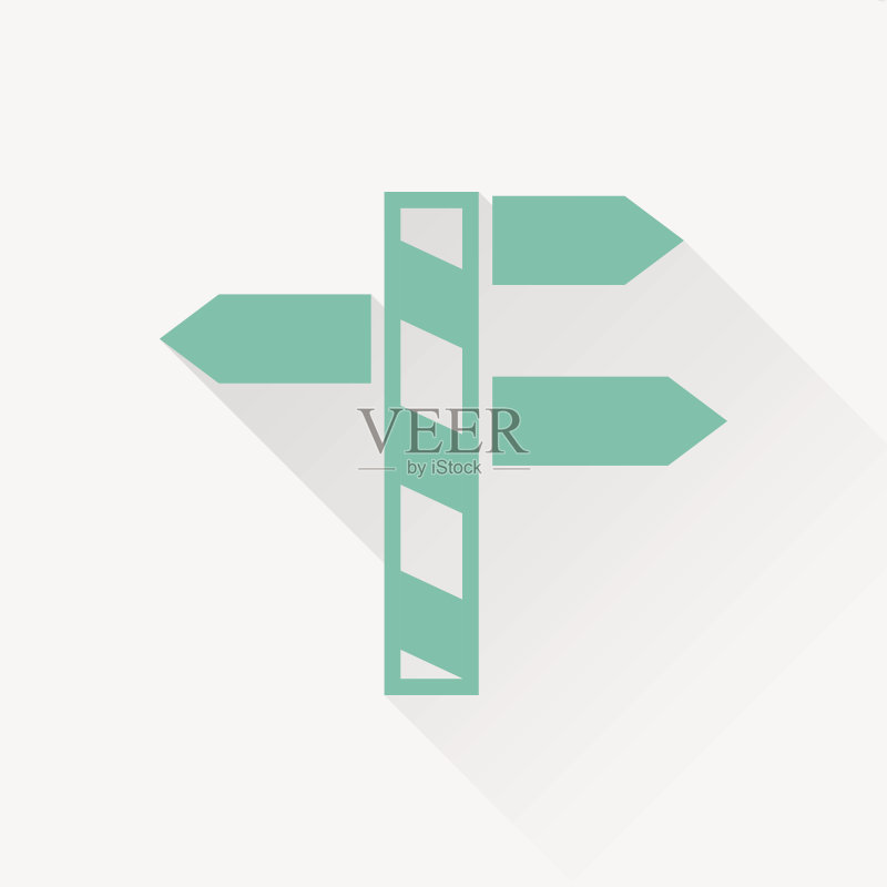 具有不同方向图标的道路标志图标素材