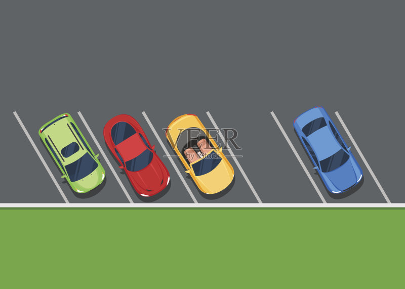 把车停在停车场上正版插画素材