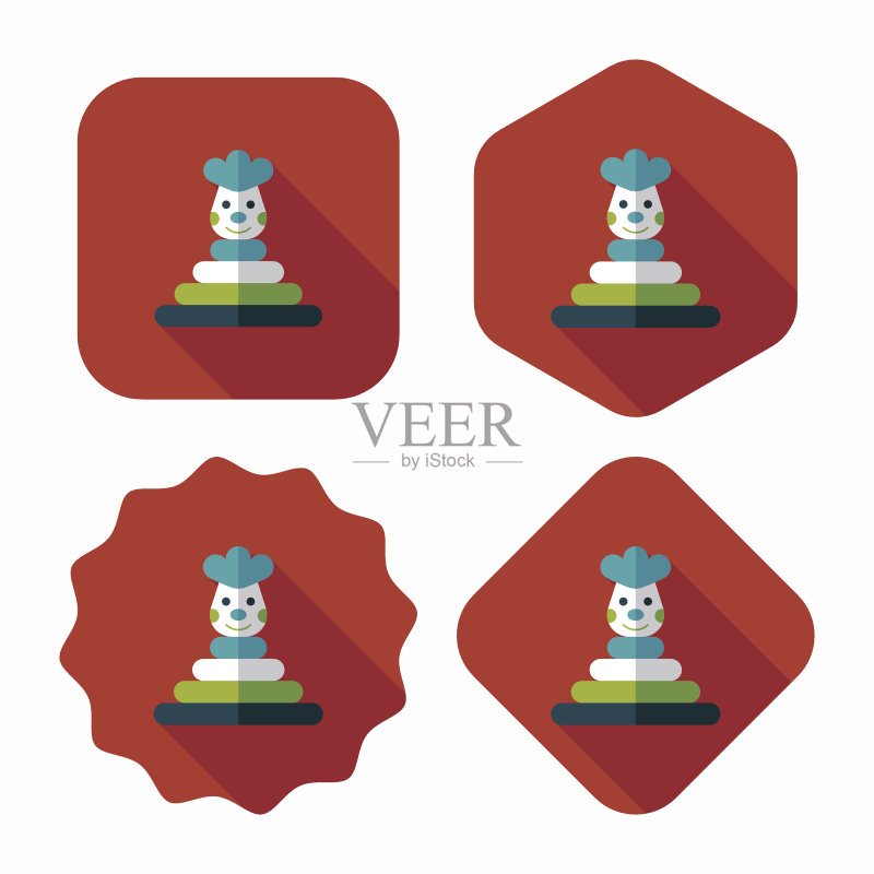 金字塔玩具平面图标与长影子,eps10图标素材
