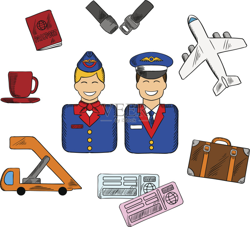 航空旅行和服务图标图标素材