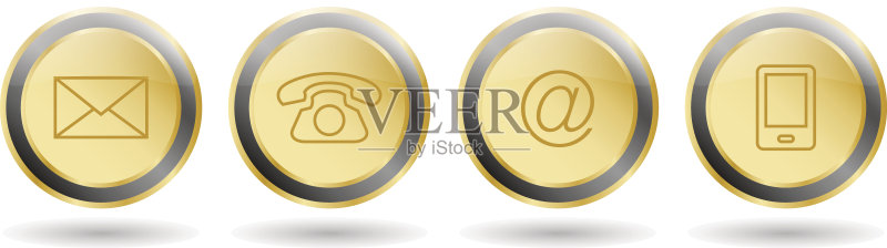 金色联系方式矢量按钮图标图标素材