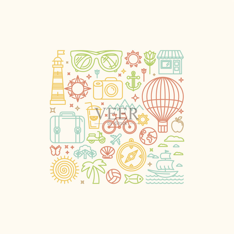 矢量插画:夏季图标图标素材