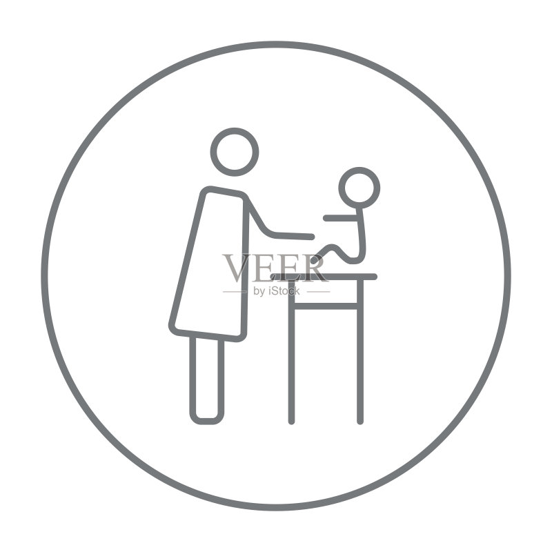 女人照顾婴儿的线条图标图标素材