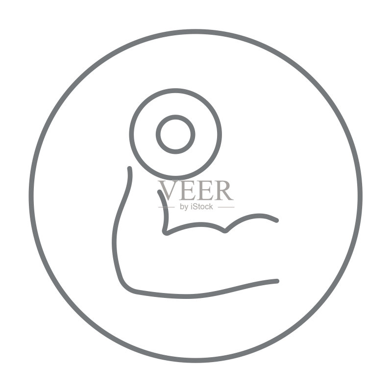 手臂与哑铃的线性图标图标素材