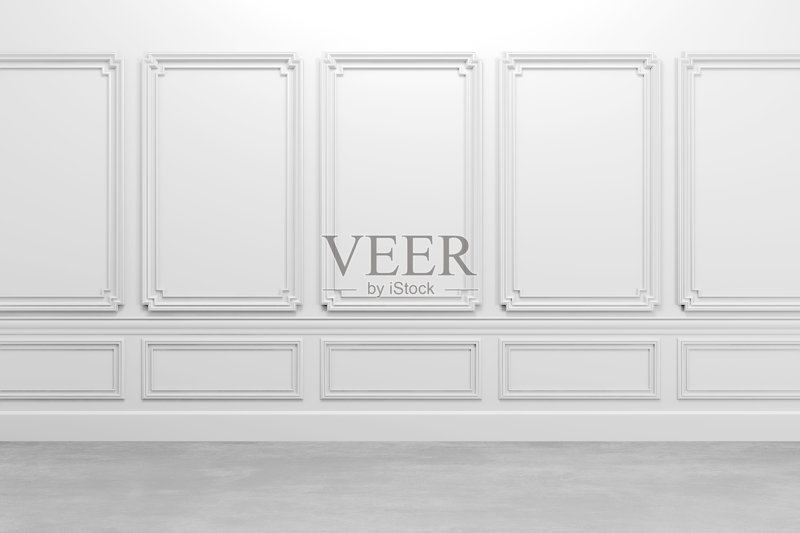 白色经典室内的3d渲染正版图片素材