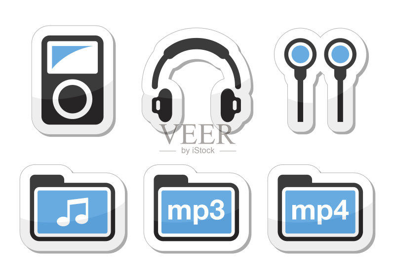 MP3播放器矢量图标合集图标素材