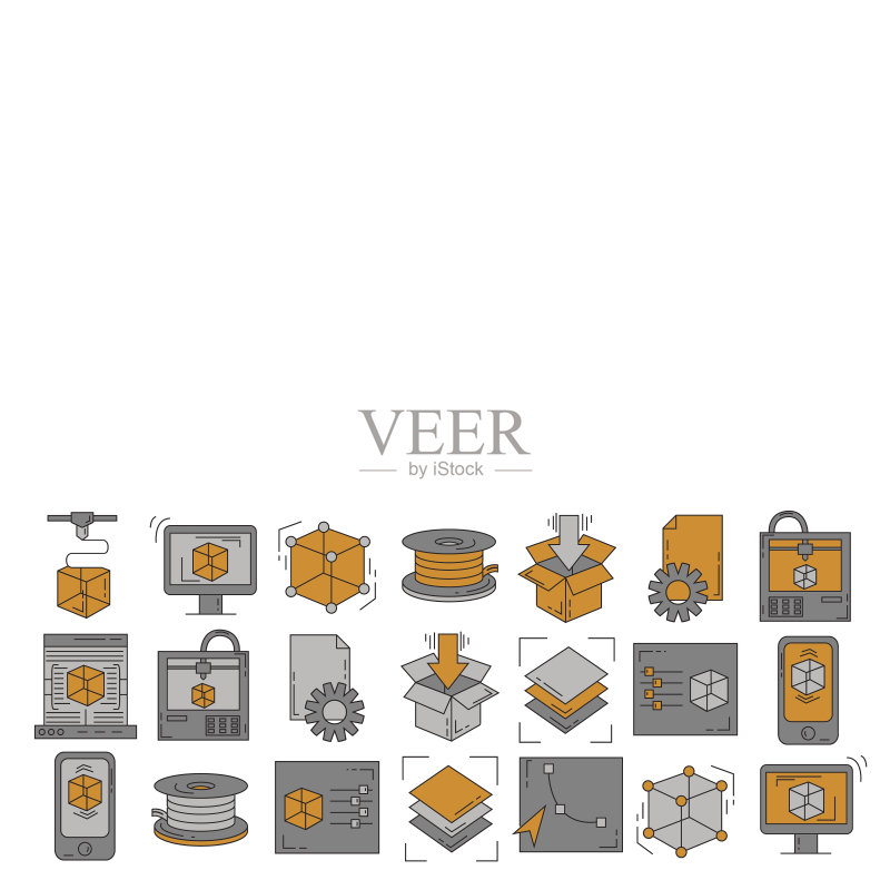 矢量涂鸦图标3d打印图标素材