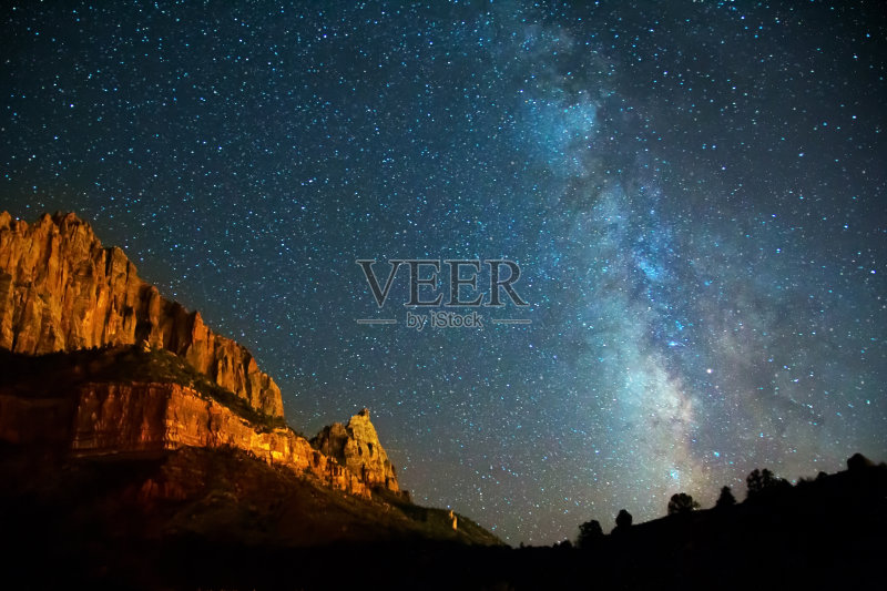 夜景银河在锡安峡谷正版图片素材