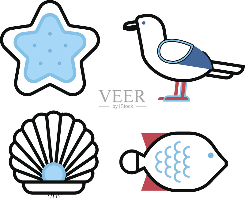 海洋生物图标矢量图图标素材