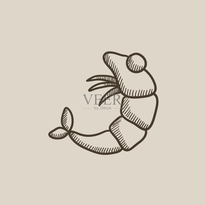鲜虾素描图标图标素材