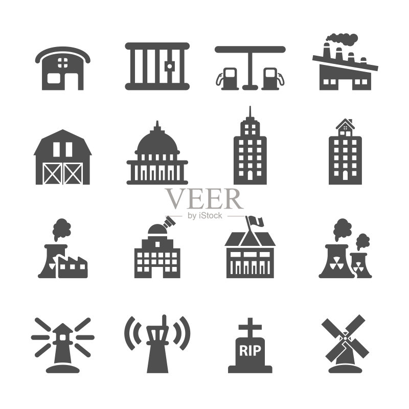 建筑图标合集8,矢量图图标素材