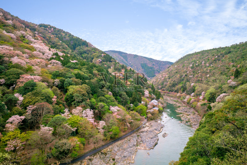 鸟瞰图岚山,京都,日本正版图片素材