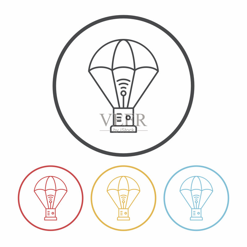 热气球线条图标图标素材