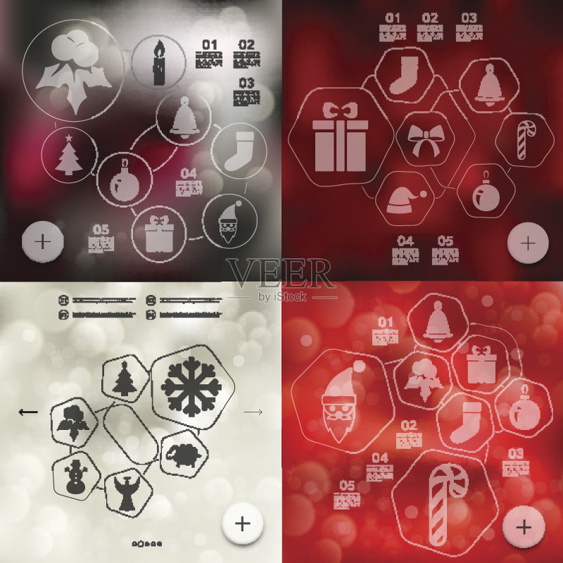 无焦点背景的圣诞信息图表图标素材