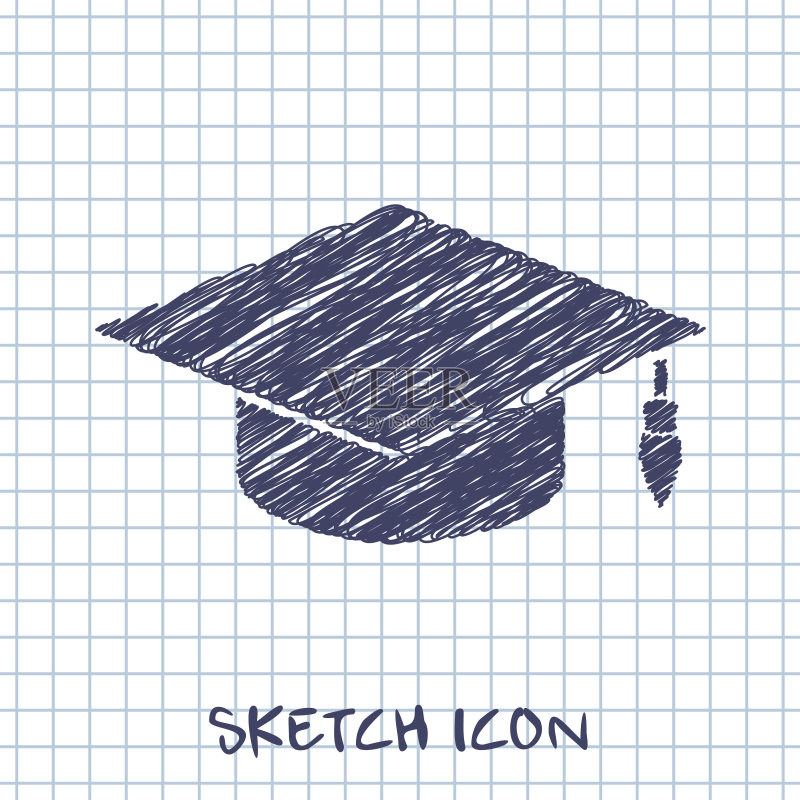 学士帽矢量素描图标图标素材