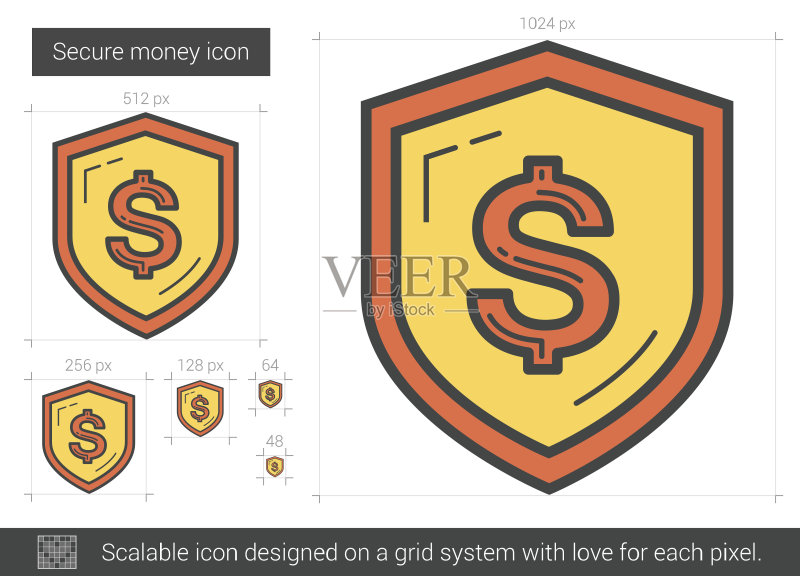 安全资金线条图标图标素材