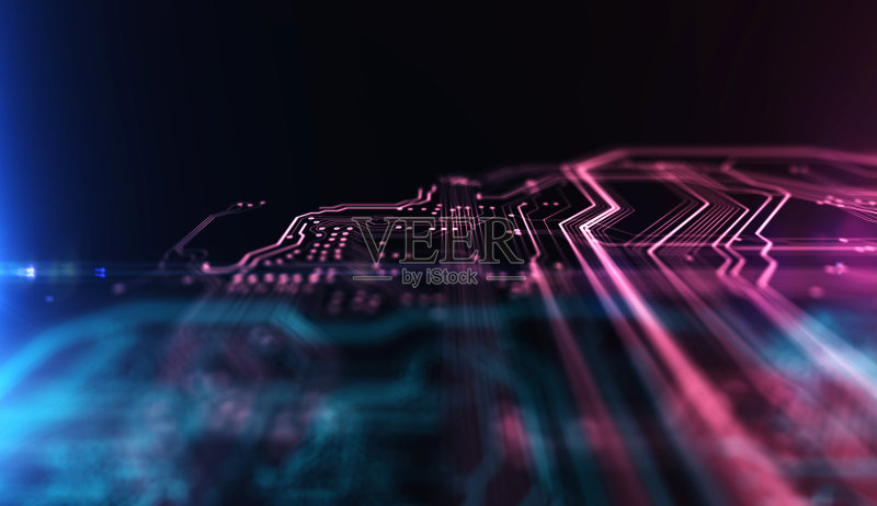 技术背景PCB和代码。三维演示正版图片素材