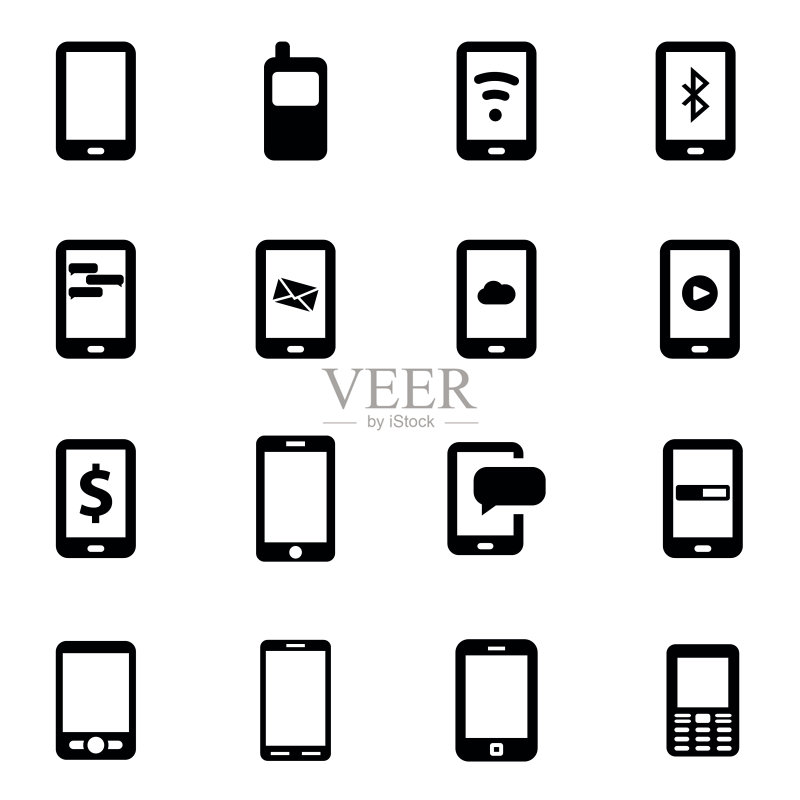 黑色手机图标矢量图图标素材