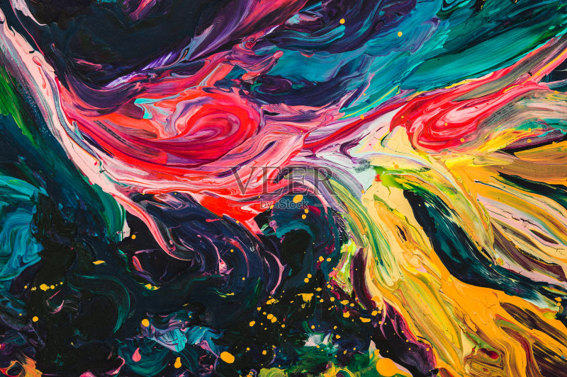 不同颜色的油画微距特写。彩色丙烯酸正版插画素材