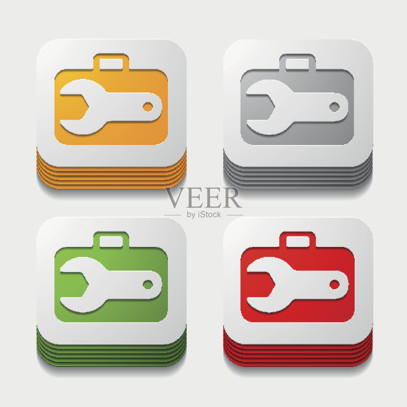方形按钮:扳手图标素材