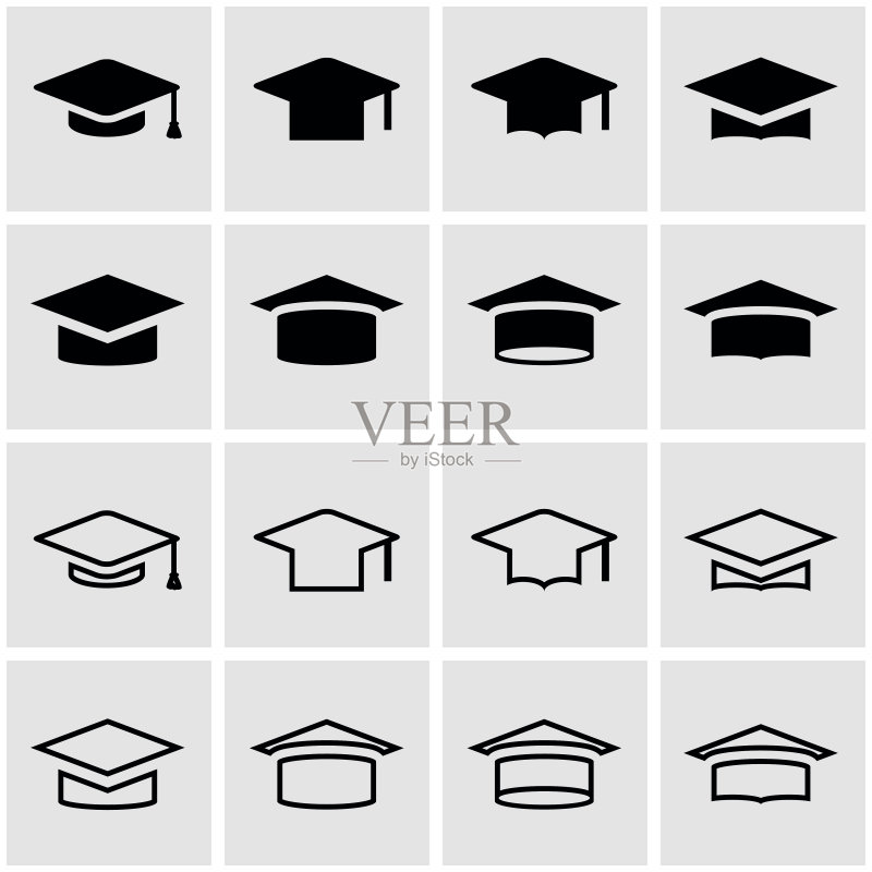 黑色学士帽图标矢量素材图标素材