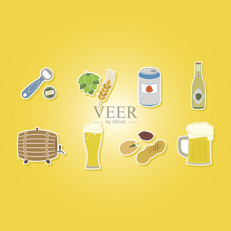 彩色啤酒图标合集图标素材