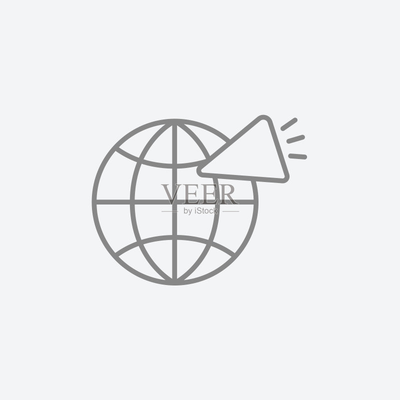带有扬声器线条图标的地球图标素材